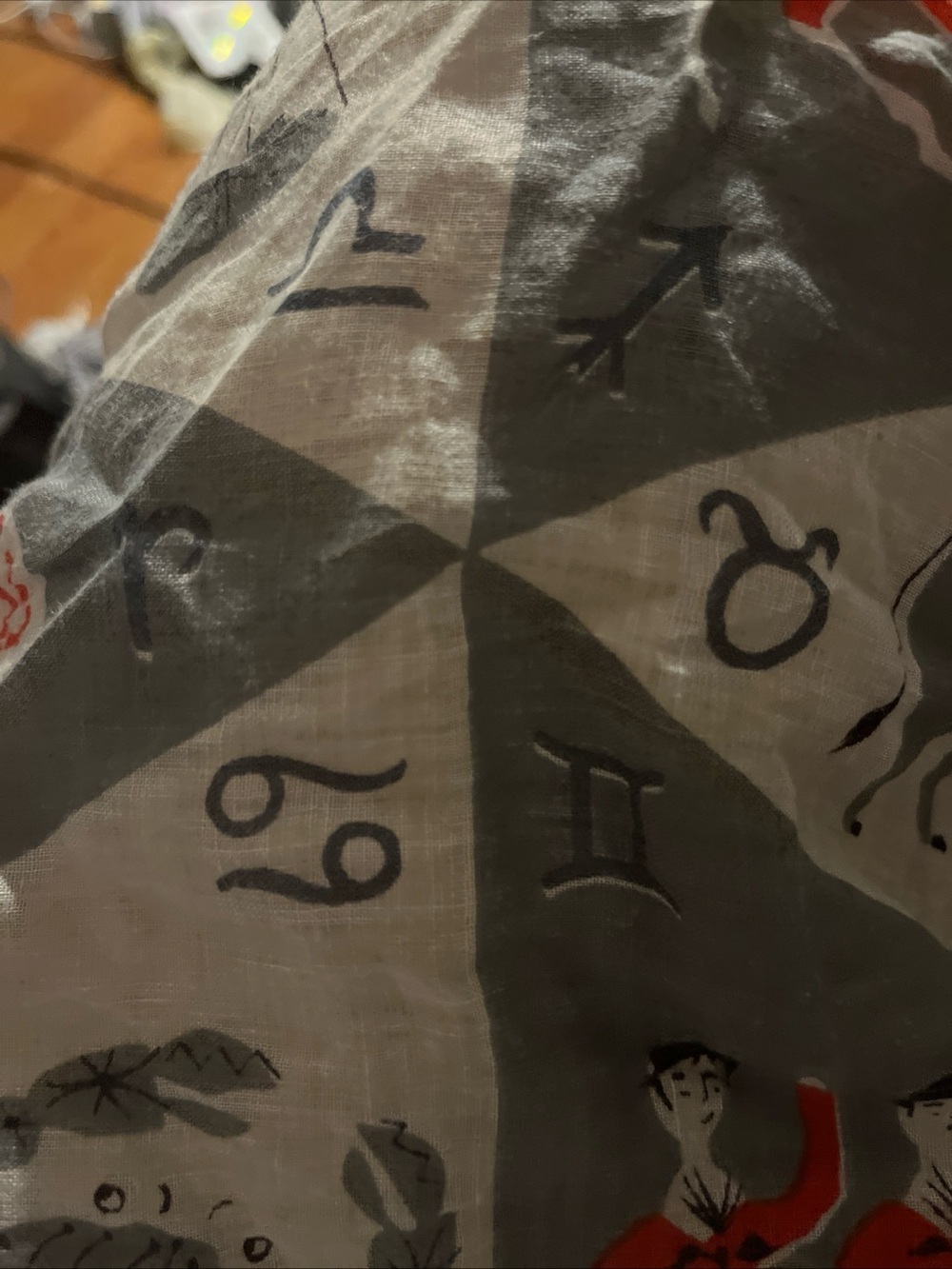 Vintage handkerchief with astrology characters